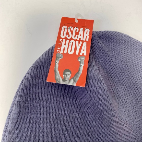 Vintage Oscar De La Hoya Beanie Hat Knit Stocking Grey Black Golden Boy Boxing - Picture 2 of 7